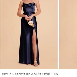 Birdy Grey Mia Shiny Satin Navy Convertible Dress XS